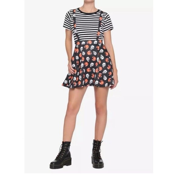 NWT Halloween Michael Myers Pumpkin Suspender Skirt Horror Hot Topic small - Picture 2 of 8